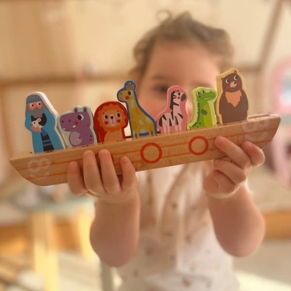 TOOKY TOY Puslespil i træ til børn – Noah og dyrene