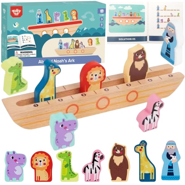 TOOKY TOY Puslespil i træ til børn – Noah og dyrene