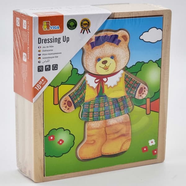VIGA Træ Logisk Puslespil Kjole Op Bamse Pige