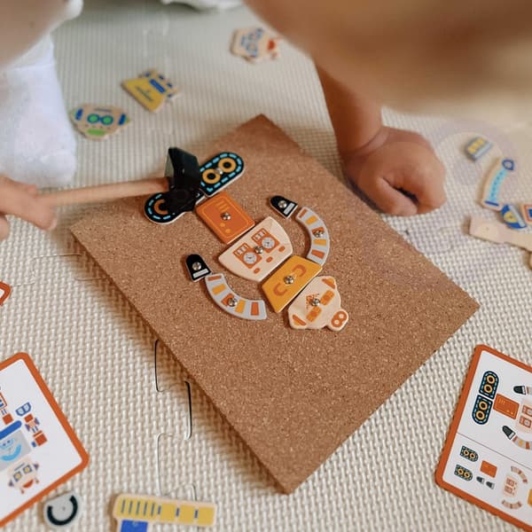 VIGA Træ Negle Legetøj Robotter – 45 Stykker Montessori