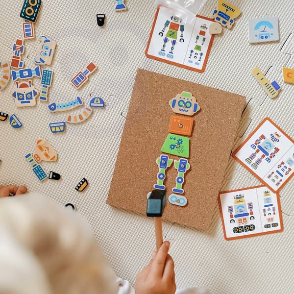 VIGA Træ Negle Legetøj Robotter – 45 Stykker Montessori