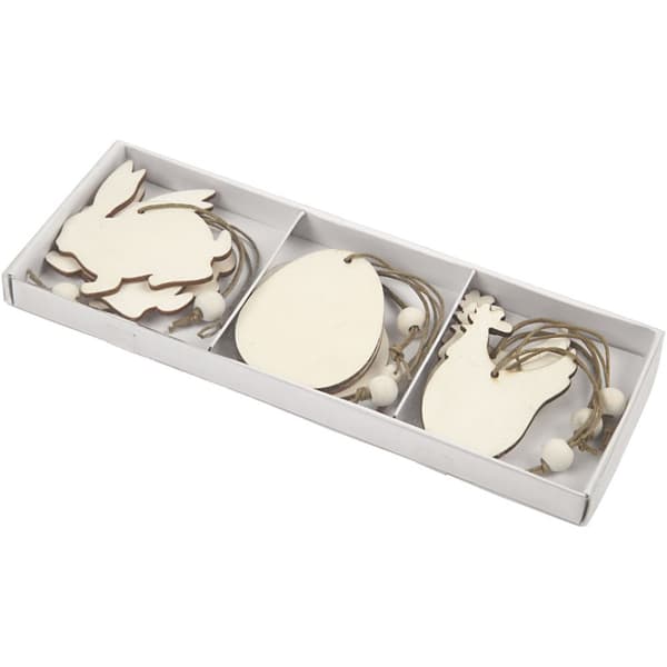 Trädekoration Kanin/Ägg/Höna 6 cm 9-pack