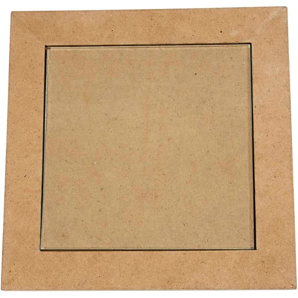 Gryteunderlag med glassplate, utv. mål 15x15x0,5 cm, innv. mål 11x11x0,55 cm, 6 stk.