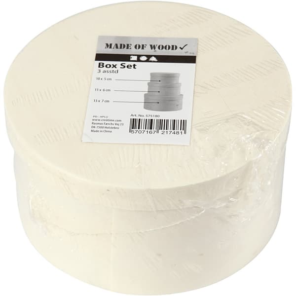Rund sponeske, H: 5,4+6,5+7,3 cm, dia. 10+11+13 cm, 3 stk./ 1 sett