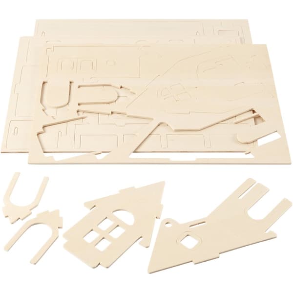 3D Konstruktionsfigur, Hus med kørerampe, str. 22,5x17,5x20,5, 1 stk.