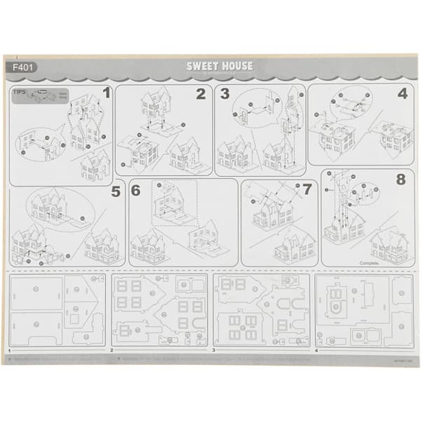3D Konstruktionsfigur, Hus med veranda, str. 22,5x16x17,5, 1 stk.