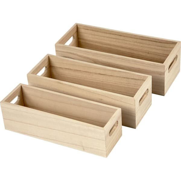 Förvaringslådor av Trä - 6,5-8,5x22-25 cm - 3 st