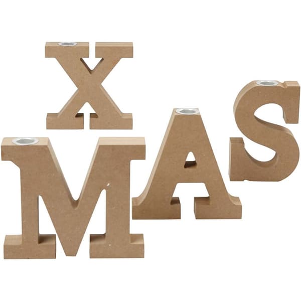Ljusstake i MDF - X-Mas - 14.5 cm - 4 delar
