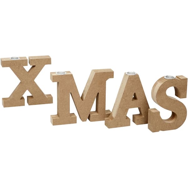 Ljusstake i MDF - X-Mas - 14.5 cm - 4 delar