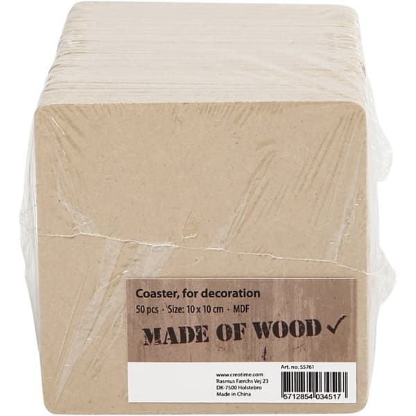 Bricka MDF - stl. 10x10 cm - 50 st