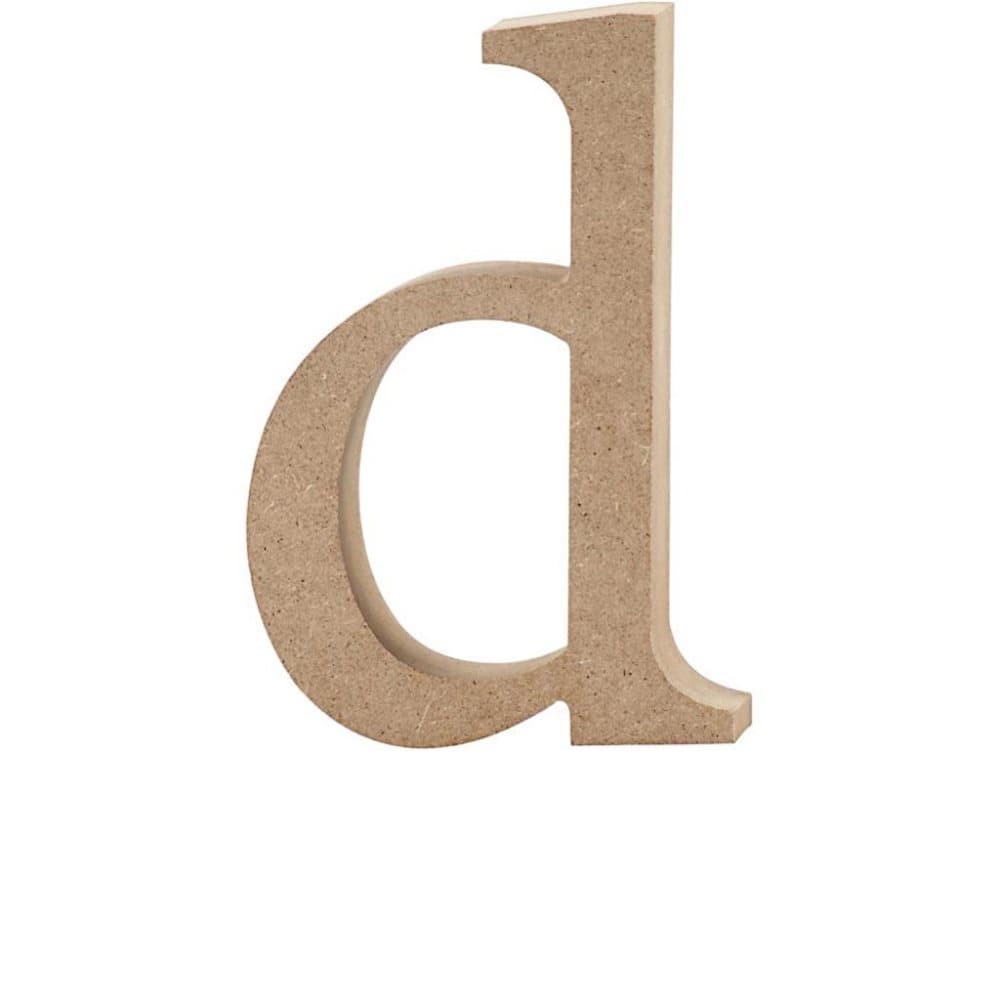 Bokstav - d - H: 12,2 cm - Tjocklek 2 cm - MDF