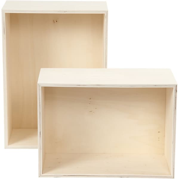 Förvaringslådor - Rektangel - Plywood - 2 st