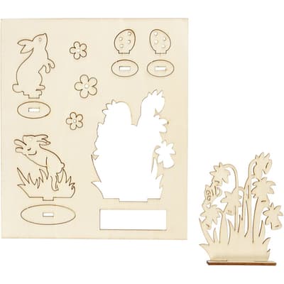 Harar och blommor - L: 20 cm x 17 cm - Plywood