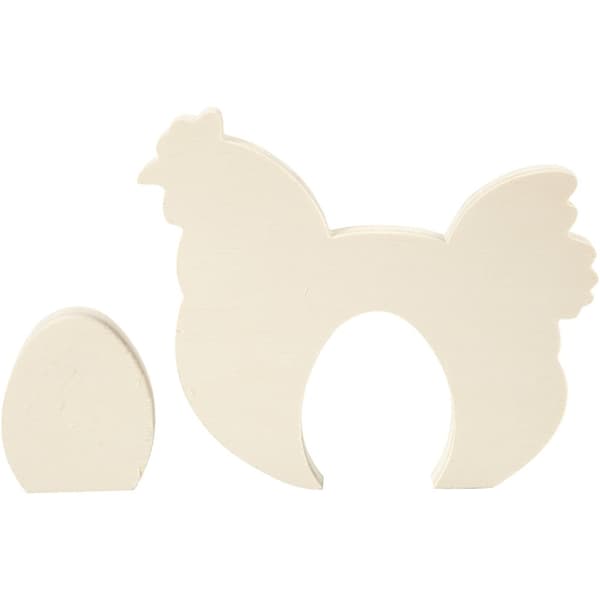 Höna med ägg - Plywood - H: 7,5+16 cm - B: 6,3+19,5 cm