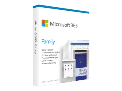 Microsoft 365 Family - Bokspakke (1 år) - inntil 6 mennesker - medieløs, P6 - Win, Mac, Android, iOS - Tysk - Eurosone