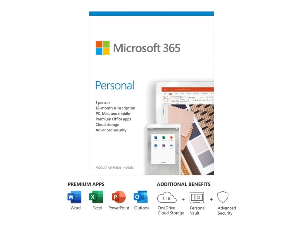 Microsoft 365 Personal - Boxpaket (1 år) - 1 person - medielös, P6 - Win, Mac, Android, iOS - polska - Eurozon