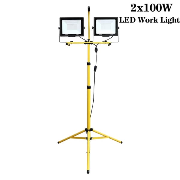 LED-työvalo, 2x100W teho, säädettävä jalusta,5000K-6000K, EU-pistoke, 2x100W Työvalo
