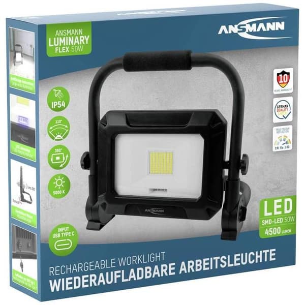 Ansmann FL50W-R 1600-0630 sladdlös byggstrålkastare Effekt: 50 W dagsljusvit