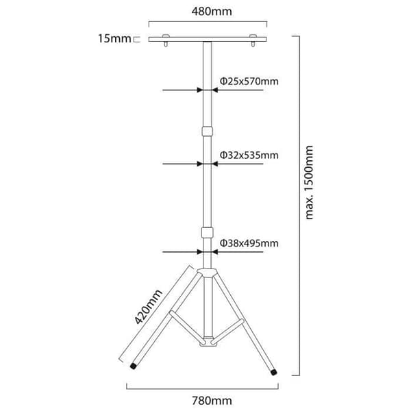 Dubbelstativ för Maclean MCE583 projektorer - Gul - Max belastning 10 kg