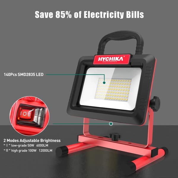 LED Työvalokeila, 12000 Lumenin Kirkkaus, IP65 Vesitiivis, Säädettävä Jalusta