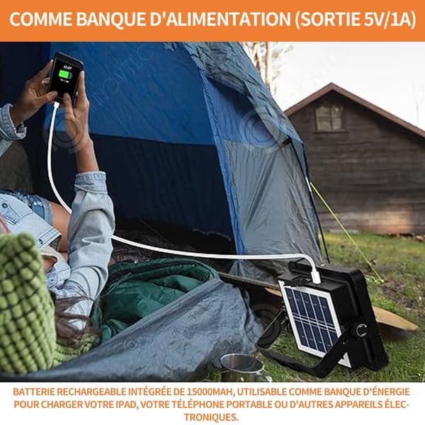 INN Utomhussollampa 4000mAh byggprojektor solpanel 4 ljuslägen idealisk för campingarbete garageverkstad