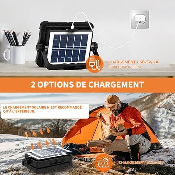 INN Utomhussollampa 4000mAh byggprojektor solpanel 4 ljuslägen idealisk för campingarbete garageverkstad