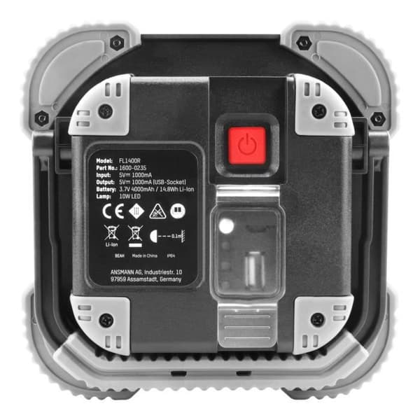 ANSMANN LED-platsstrålkastare med batteri 2000 lumen & 20W - IP64 Robust LED-strålkastare