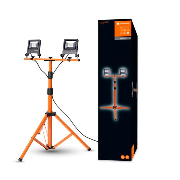 LED byggprojektor med OSRAM stativ - 2x20W=3400lm - Kallvit