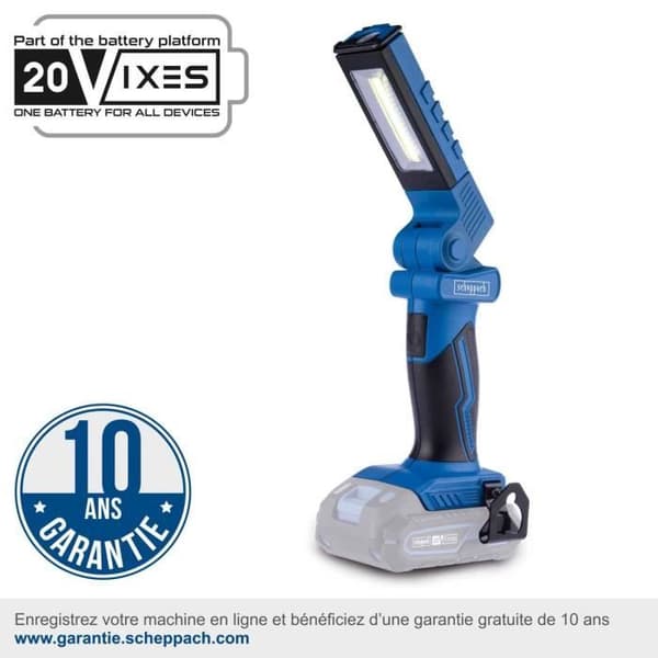 Lommelygte - SCHEPPACH - 20V IXES - 6200k - 300lm - 16 timers autonomi - uden batteri eller oplader - C-WL20-X