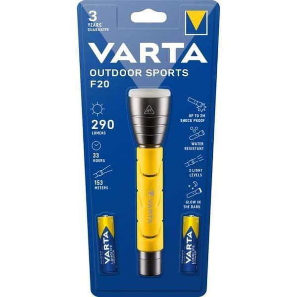 VARTA Outdoor Sports F20 290lm Ficklampa Vatten- och stöttålig (2m) IPX4 Lysrörshuvud