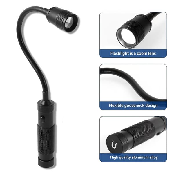 Bøjelig arbejdslampe med magnetisk fod