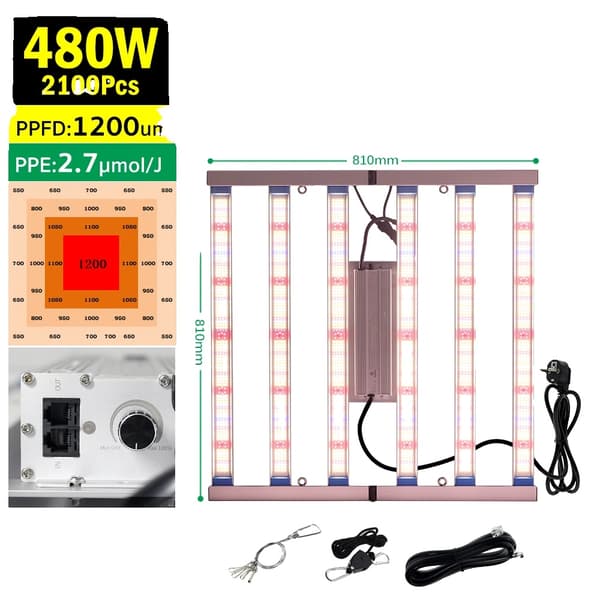 Växtljus LED Fullspektrum, Dimbar, Effektiv Värmeavledning,480W, EU