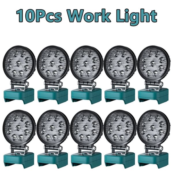 27W LED Työvalo, 2000 Lumenia, Yhteensopiva Erilaisten Akkujen Kanssa,10 kpl työvaloa