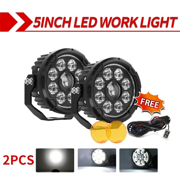 5-tums LED-arbetslampa, 6500K färgtemperatur, IP68-klassning,Kombination Vit DRL