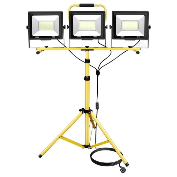 LED Flodljus, 2000-82000 Lumen, IP66 Väderbeständig,5000K-6000K, EU-kontakt, 3x100W Arbetslampa