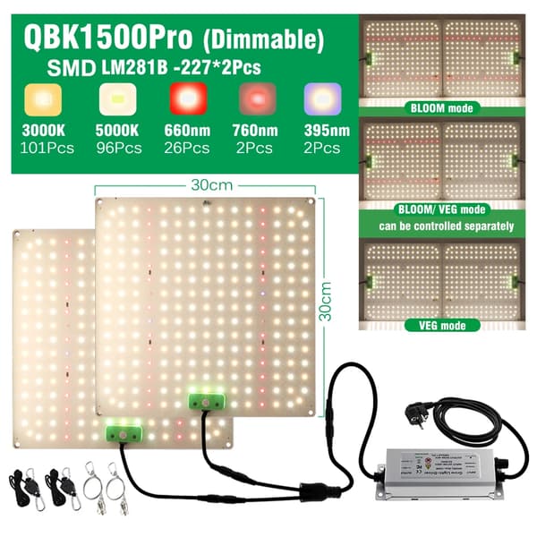 Dæmpbar LED Vækstlys, Justerbart Spektrum, Energi Effektiv,QBK1500Pro-DIM