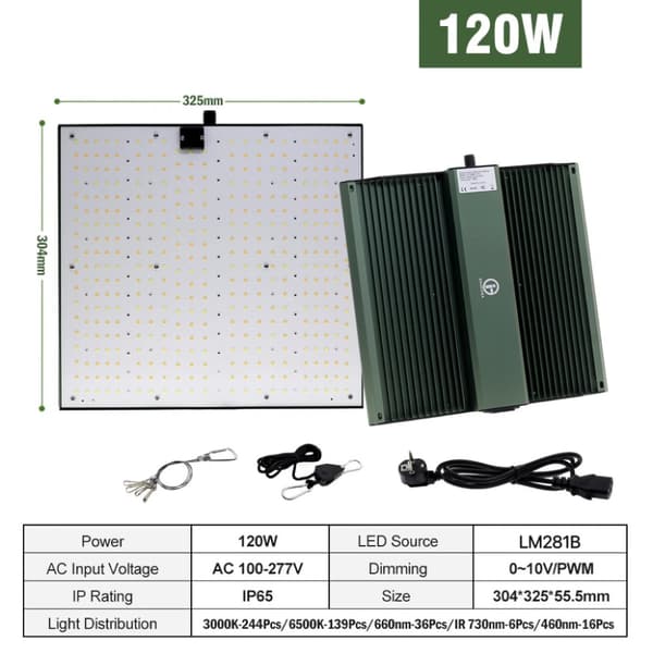 Täysivalo LED-kasvovalo, 120W/240W teho, IP65-luokiteltu,120W