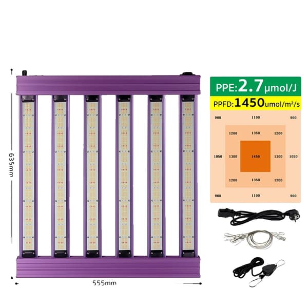 Fullspektrum LED-växtljus, 200W/300W effekt, dimmer med rattfunktion,300W