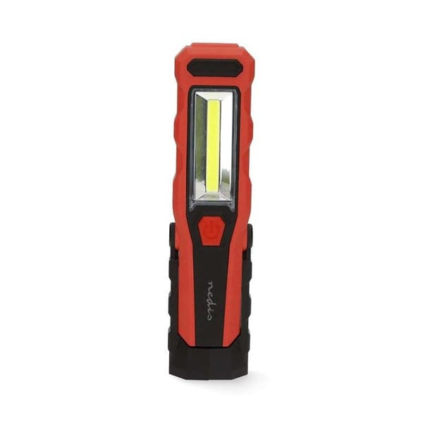 LED Arbetslampa 4W 300lm Uppladdningsbar med Kroku och Magnet Nedis Svart / Röd Svart, Röd