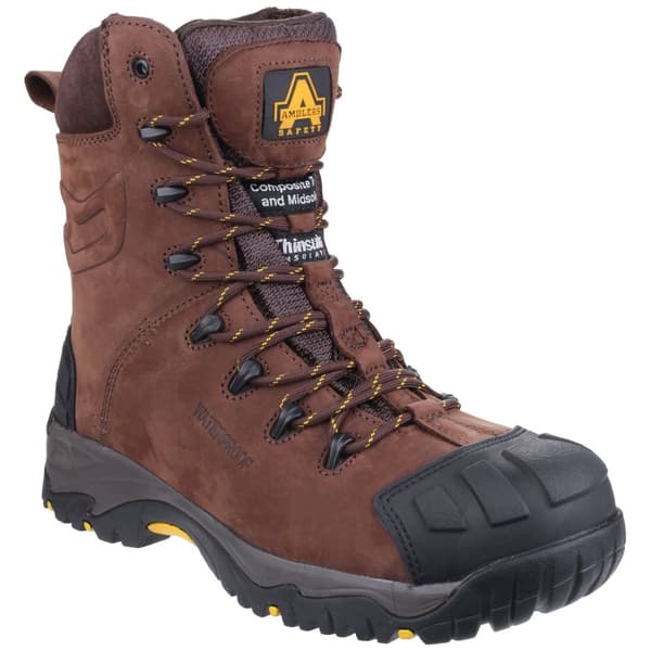 Amblers Herre AS995 Pillar Pillar Composite vandtæt lynlås sikkerhedssko med høj sko Brown 10 UK