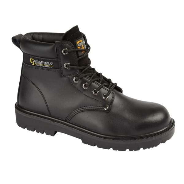 Grafters Mens Leather Safety Boots Black 5 UK