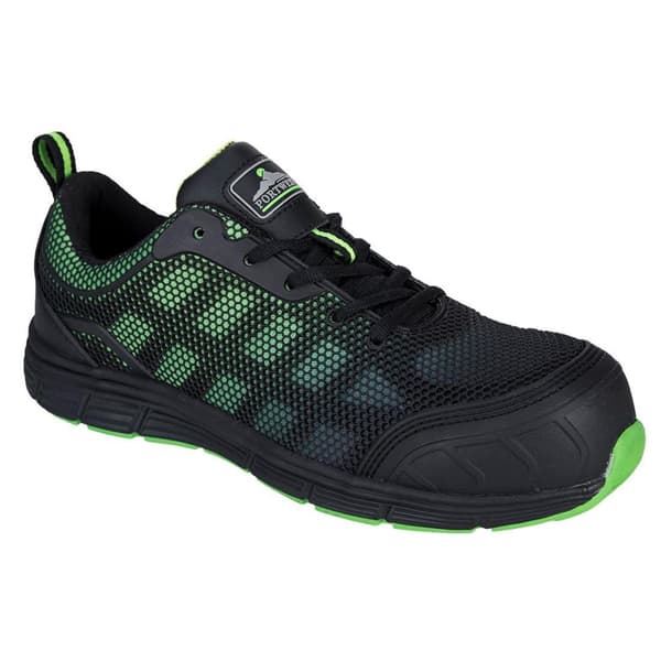 Portwest Mens Ogwen låg skärning säkerhetstränare Black/Green 9 UK