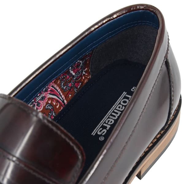 Roamers Mens Leather Hi Shine Saddle Loafers