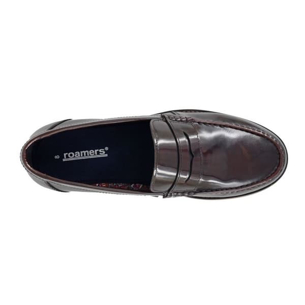 Roamers Mens Leather Hi Shine Saddle Loafers