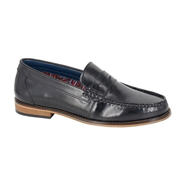 Roamers Mens Leather Hi Shine Saddle Loafers