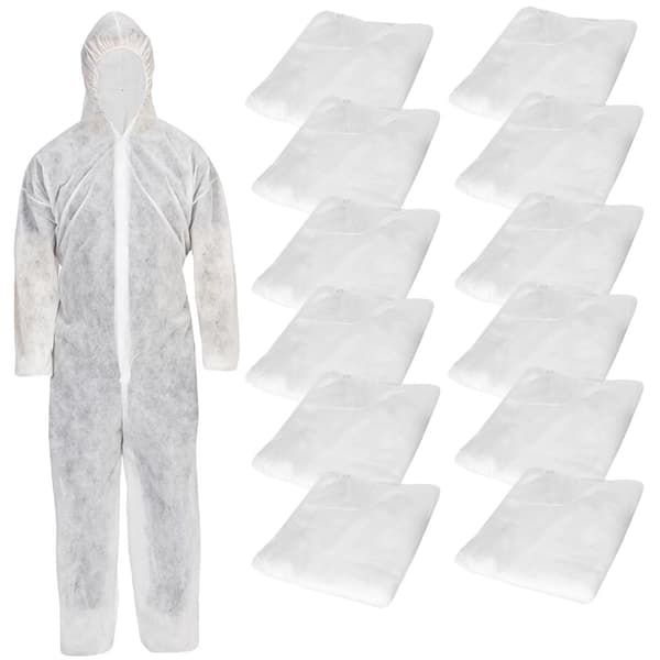 Engangsbeskyttelsesdragt, Letvægts og Åndbar, Unisex Design,Én størrelse, 12 stk ++++ Billig