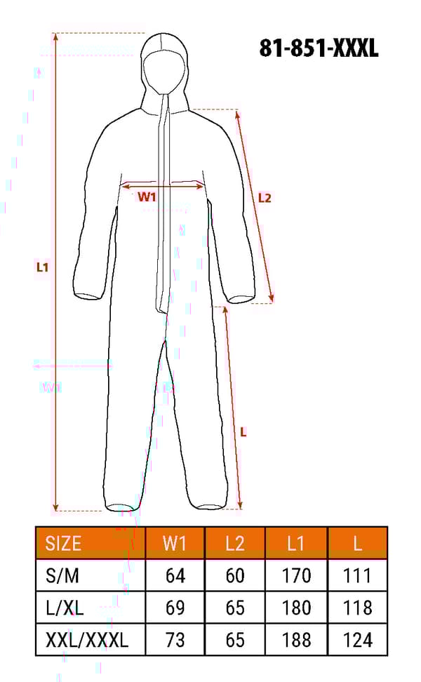 PP+PE beskyttelsesdragt, størrelse XXL/XXXL