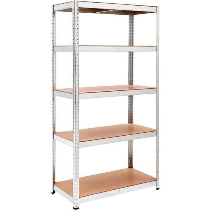 MANUPRO opbevaringshylde - tung belastning 1250 kg - justerbar - 5 bakker - 250 kg max / hylde - galvaniseret stål