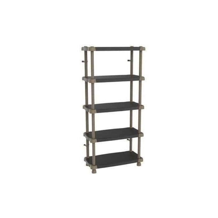 PLASTIKEN Hög hylla 88 cm - 5 tvåfärgade brickor - Svart och Taupe