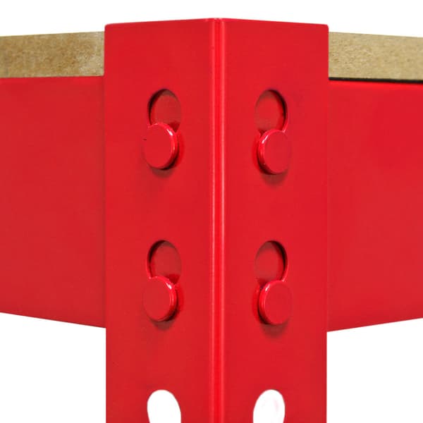 Q-Rax Röd Arbetsbänk 120 cm (B) Pulverlackerat Stål Förvaring Verkstad Garage 2 Hyllor 200 kg Viktkapacitet Per Hylla Enkel Montering 7.6 mm MDF